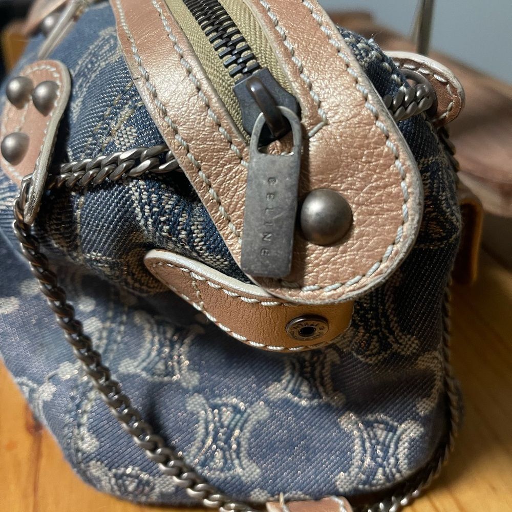 Celine Macadam Denim Bag with Leather Trim & Chain – Authentic - Picture 8 of 10